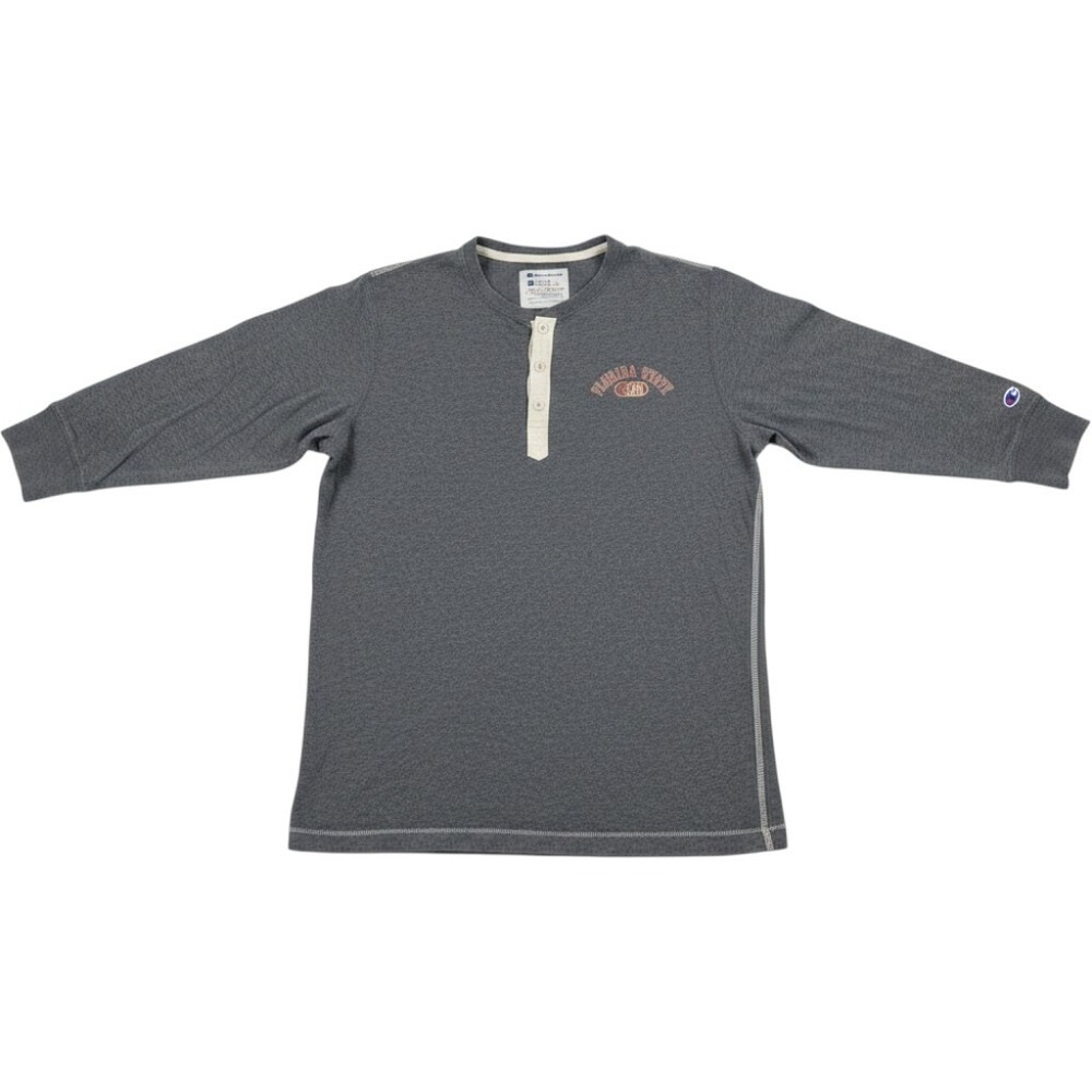 Florida State Seminoles Long Sleeve Shirt Mens Medium Gray NCAA Champion Henley